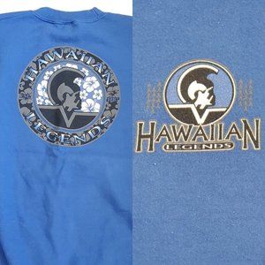 Y2K Hawaiian Legend Chief Peace In Kauai Blue Crewneck Sweatshirt Blue‎ Large